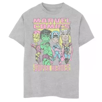 Футболка с коллажем и рисунком «Marvel The Avengers Super Heroes» для мальчиков 8–20 лет и «Хаски» Licensed Character