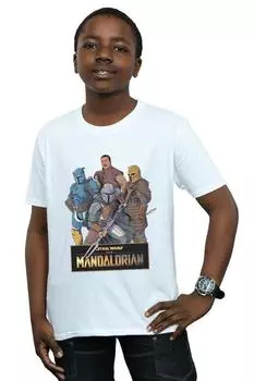 Футболка с коллажем «Мандалорский персонаж» Star Wars, белый