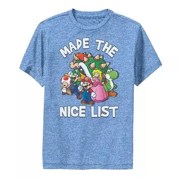 Футболка с коллажем персонажей Super Mario Bros. Made The Nice List для мальчиков 8–20 лет Licensed Character
