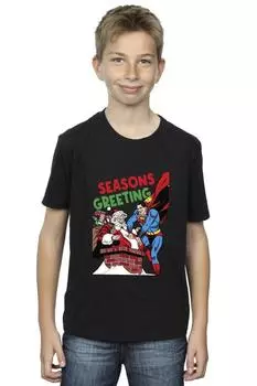 Футболка с комиксами «Супермен Санта» DC Comics, черный
