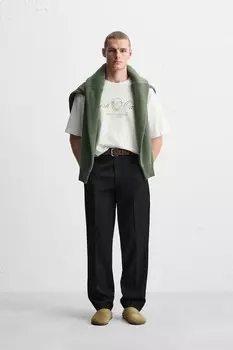 Футболка с контрастной нашивкой ZARA, белый