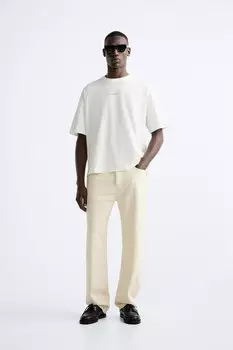 Футболка с контрастной нашивкой ZARA, белый