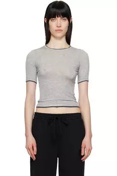 Футболка с контрастной окантовкой Open Yy, серый