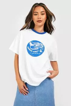 Футболка с контрастной отделкой Boohoo, слоновая кость
