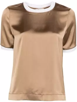 Футболка с контрастной отделкой Herno, бежевый