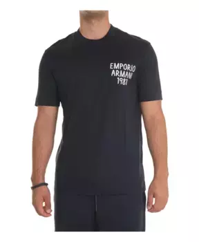 Футболка с контрастным логотипом из легкой ткани Emporio Armani, синий