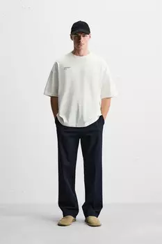 Футболка с контрастным принтом ZARA, белый