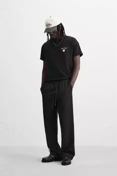 Футболка с контрастным принтом ZARA, черный