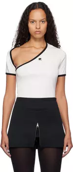 Футболка с контрастным рисунком «Белая и черная полоса» Courreges