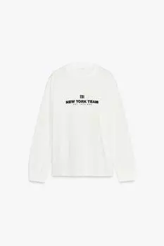 Футболка с контрастным слоганом ZARA, белый