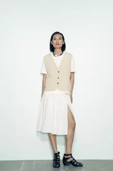 Футболка с контрастным жилетом ZARA, белый