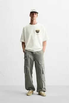Футболка с контрастными лозунгами ZARA, белый