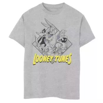 Футболка с контурным рисунком для мальчиков 8–20 лет Looney Tunes Group Shot Licensed Character