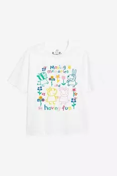 Футболка с контуром Fun Friends Peppa Pig, белый