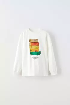 Футболка с коробками ZARA, белый