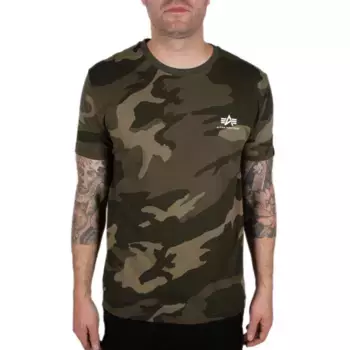 Футболка с коротким рукавом Alpha Industries Basic Small Logo Camo, зеленый
