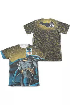 Футболка с коротким рукавом Batman 75 Glow (принт спереди/сзади) для взрослых из полиэстера/хлопка Gildan, белый