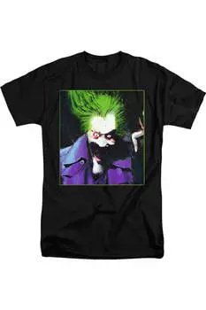 Футболка с коротким рукавом Batman Arkham Asylum Joker для взрослых Gildan, черный
