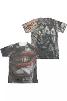 Футболка с коротким рукавом Batman Asylum (принт спереди/сзади) для взрослых из полиэстера/хлопка Gildan, белый