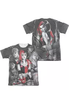 Футболка с коротким рукавом Batman Bad Girls (принт спереди/сзади) для взрослых из полиэстера/хлопка Gildan, белый