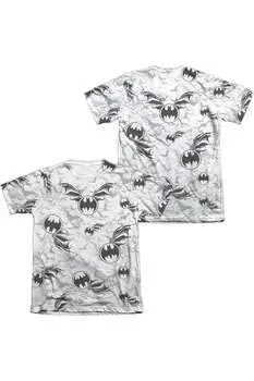 Футболка с коротким рукавом Batman Bat Flight (принт спереди/сзади) для взрослых 65/35 поли/хлопок Gildan, белый