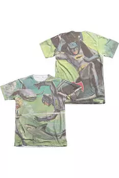 Футболка с коротким рукавом Batman Classic Tv Underwater (принт спереди/сзади) для взрослых из полиэстера/хлопка Gildan, белый