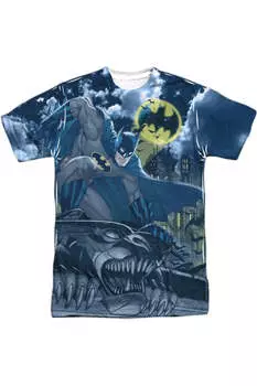 Футболка с коротким рукавом Batman Gotham Gargoyle для взрослых, 100% полиэстер, с круглым вырезом Gildan, белый