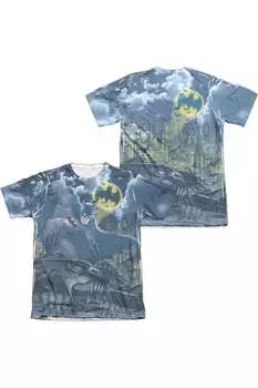 Футболка с коротким рукавом Batman Gotham Gargoyle (принт спереди/сзади) для взрослых 65/35 поли/хлопок Gildan, белый