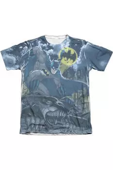 Футболка с коротким рукавом Batman Gotham Gargoyle для взрослых 65/35 из полиэстера/хлопка Gildan, белый