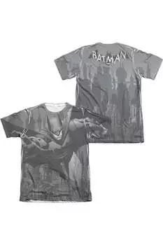 Футболка с коротким рукавом Batman Grey Race (принт спереди/сзади) для взрослых из полиэстера/хлопка Gildan