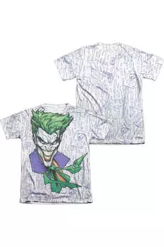 Футболка с коротким рукавом Batman Laugh Clown Laugh (принт спереди/сзади) для взрослых 65/35 поли/хлопок Gildan, белый