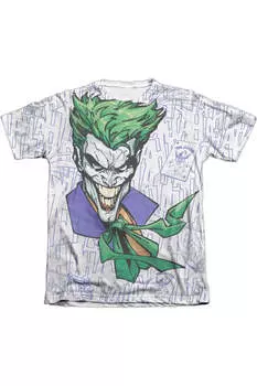 Футболка с коротким рукавом Batman Laugh Clown Laugh Adult 65/35 Poly/Cotton Gildan, белый