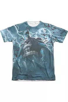 Футболка с коротким рукавом Batman Stormy Knight для взрослых 65/35 из полиэстера/хлопка Gildan, белый