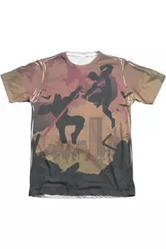 Футболка с коротким рукавом Batman V Superman Silhouette Fight для взрослых из полиэстера/хлопка Gildan, белый