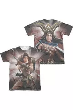 Футболка с коротким рукавом Batman V Superman Wonder Woman Light (принт спереди/сзади) для взрослых из полиэстера/хлопка Gildan, белый