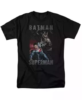 Футболка с коротким рукавом Big & Tall Hero Split для взрослых Batman V Superman, черный