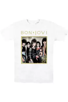Футболка с коротким рукавом Bon Jovi Framed для взрослых Gildan, белый