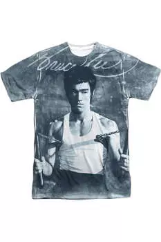 Футболка с коротким рукавом Bruce Lee Nunchucks для взрослых из полиэстера Gildan, белый