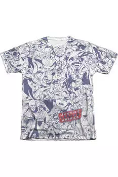 Футболка с коротким рукавом DC Comics Justice All Around для взрослых 65/35 поли/хлопок Gildan, белый