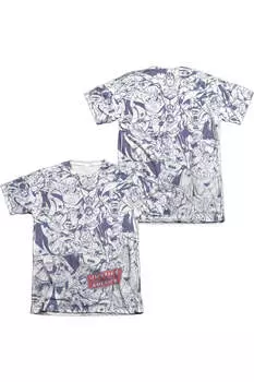 Футболка с коротким рукавом DC Comics Justice All Around (принт спереди/сзади) для взрослых 65/35 поли/хлопок Gildan, белый