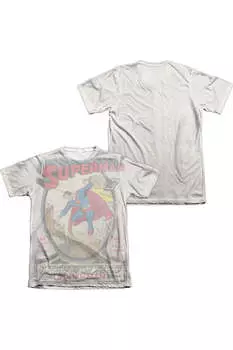 Футболка с коротким рукавом DC Comics Superman #1 Distressed (принт спереди/сзади) для взрослых 65/35 поли/хлопок Gildan, белый