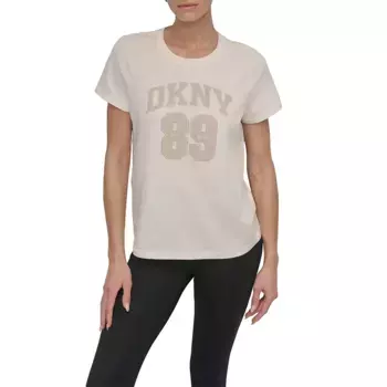 Футболка с коротким рукавом DKNY Arched 89 Distressed Rhinestone Logo, бежевый