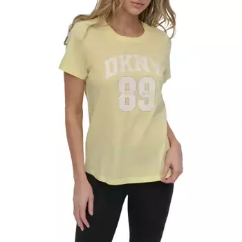 Футболка с коротким рукавом DKNY Arched 89 Distressed Rhinestone Logo, желтый