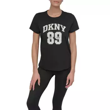 Футболка с коротким рукавом DKNY Arched 89 Distressed Rhinestone Logo, черный