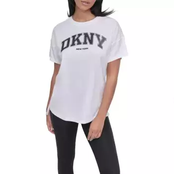 Футболка с коротким рукавом DKNY Arched Varsity Glitter Logo, белый