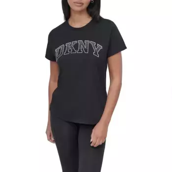 Футболка с коротким рукавом DKNY Arched Varsity Rhinestone Ombre, черный