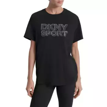 Футболка с коротким рукавом DKNY Sport Outline Rhinestone Logo, черный