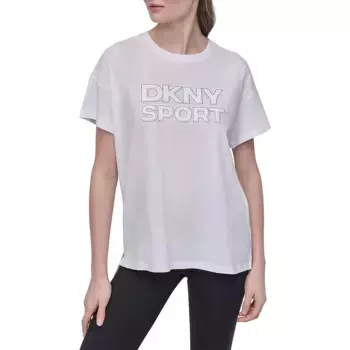 Футболка с коротким рукавом DKNY Sport Outline Rhinestone Logo, белый