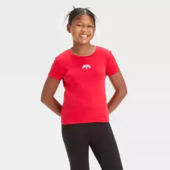 Футболка с коротким рукавом для девочек с графическими гоночными флагами для малышей - художественный класс Art Class, цвет Red