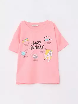 Футболка с коротким рукавом для девочек с круглым вырезом и принтом Breeze